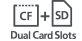 Dve reži za kartice CF in SD